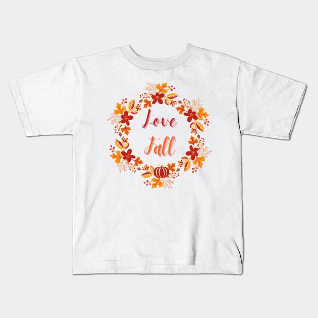 Hello Fall Sweet Autumn Kids T-Shirt by Ken Adams Store